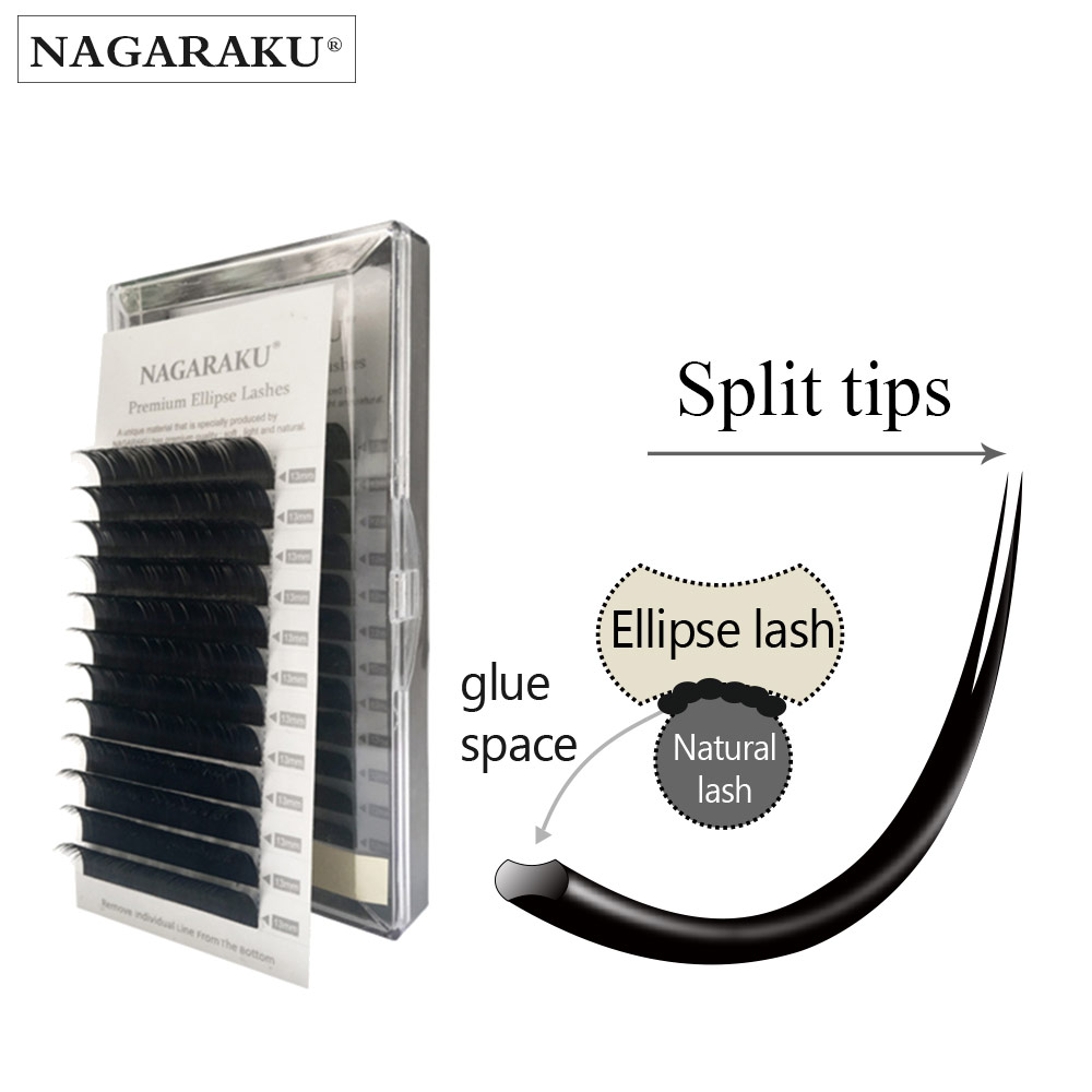 Плоские норковые ресницы для наращивания NAGARAKU Ellipse оптом