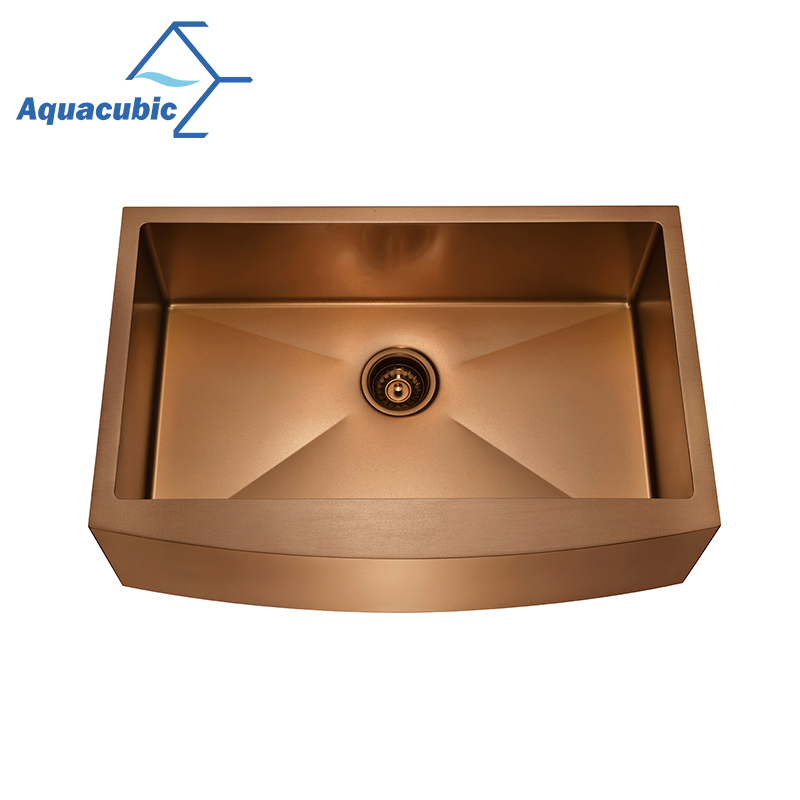 Процессора Aquacubic Розовое Золото медного цвета PVD Nano Ручной работы 304 из нержавеющей стали фартук передней дом комнаты и кухни