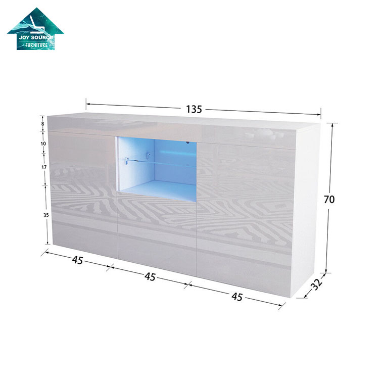 Белый глянец верхние двери LED буфет современный шкаф буфет Gloss Unit