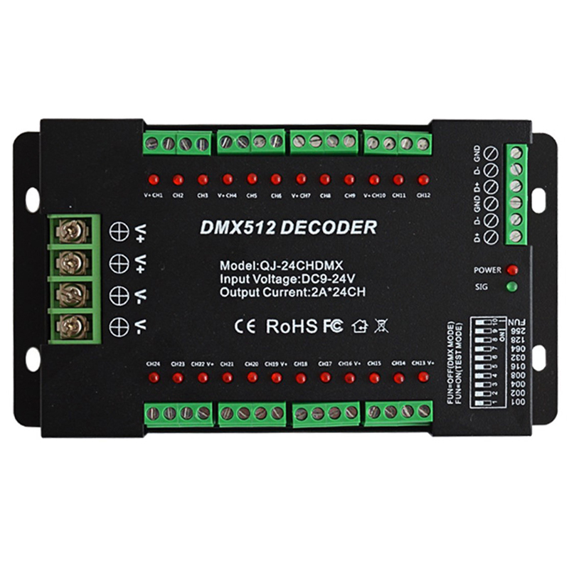 24 канала RGB DMX512 светодиодного декодера со световым индикатором управлять одним или светильник с новой уникальной технологией рассеивания света cо лампы для рекламная модуль