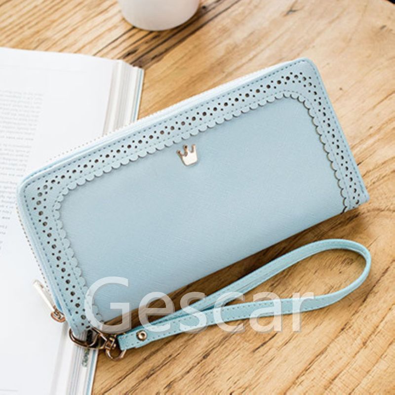 wholesale zipper wallet travel women fancy ladies clutch purse woman leather wallet purse lace bag carteira mujer
