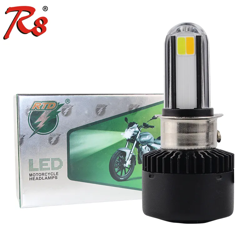 R8 Hot Selling RTD Motorcycle LED Headlight Bulb M02X H4 HS1 BA20D P15D H6 3500LM 35W For Motorbike 3COB 6000K DC 9-18V White