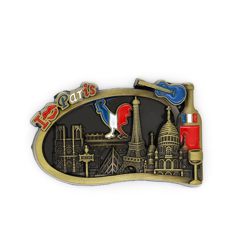 HSQ factory high quality Personalized custom die cast zinc alloy soft enamel city tourist Souvenir metal fridge magnet
