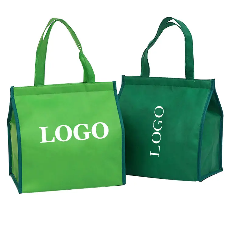 Wholesale promotional custom printed disposable non woven tote lunch thermal insulated food deliver cooler bag