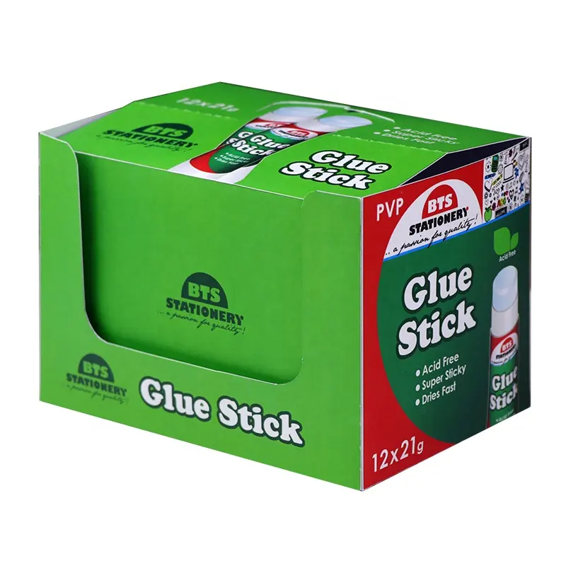 High quality display box packed 21g pvp oem glue stick
