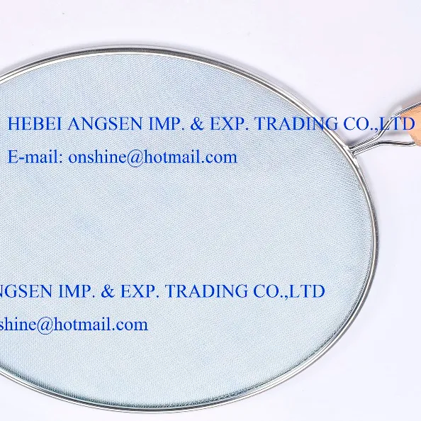 high quality 33cm fine mesh splatter screen with wooden handle