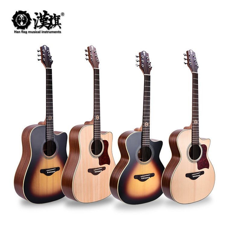 OEM оптовая продажа с фабрики sapele задняя твердая ель народная деревянная акустическая гитара