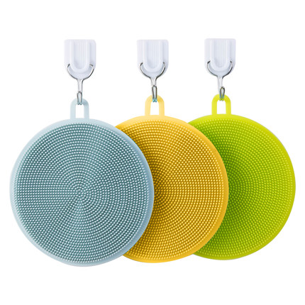 Reusable Silicone Kitchen Magic Sponge Scrubber Round Shape Cleaning Brush Dishwaher Safe Household Gadgets
