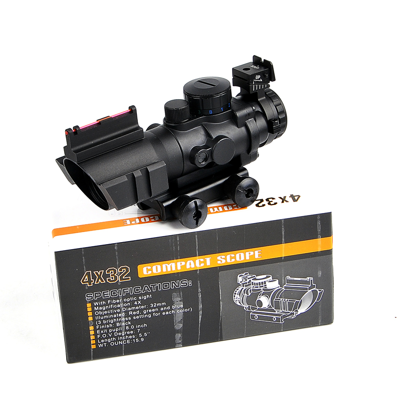 Оптический Прицел ACOG Scope 4x32, прицел с красной точкой, тактический оптический прицел с 20 мм ласточкиным хвостом, снайперский прицел