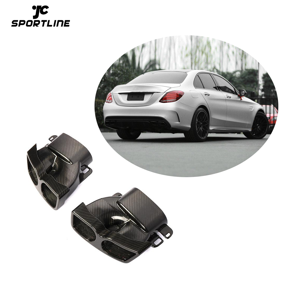 Сухой углеродного волокна W222 W218 W176 W213 W205 выхлопная труба для Mercedes Benz C63 AMG/C63 AMG S 2-дверный 4-дверный 15-18