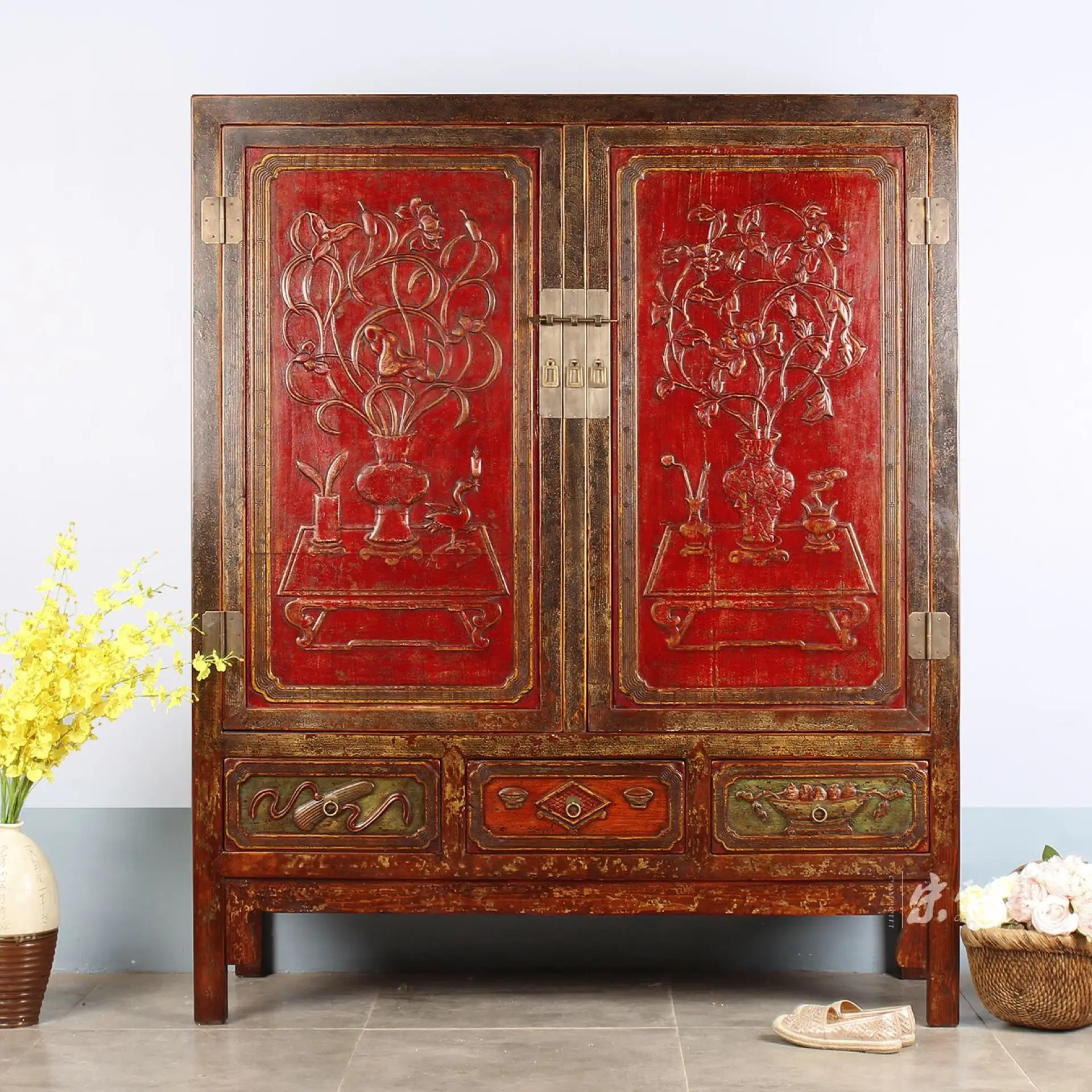 Antique Chinese carved wardrobe