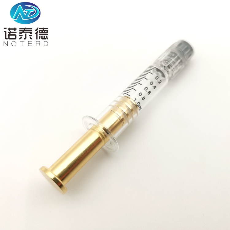 Prefilled cbd oil sterilization of metal plunger 1ml glass syringe