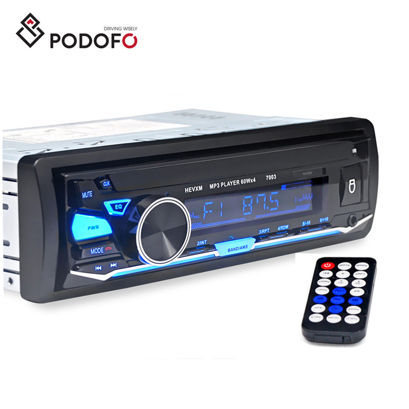 Podofo Авторадио 12 в автомобильное радио BT 1Din стерео аудио телефон AUX-IN/FM/USB/радио для автомобиля аудио MP3-7003