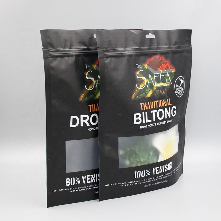Изготовленные на заказ сушеные пищевые закуски Biltong говядины вяленые упаковывая мешки с окном