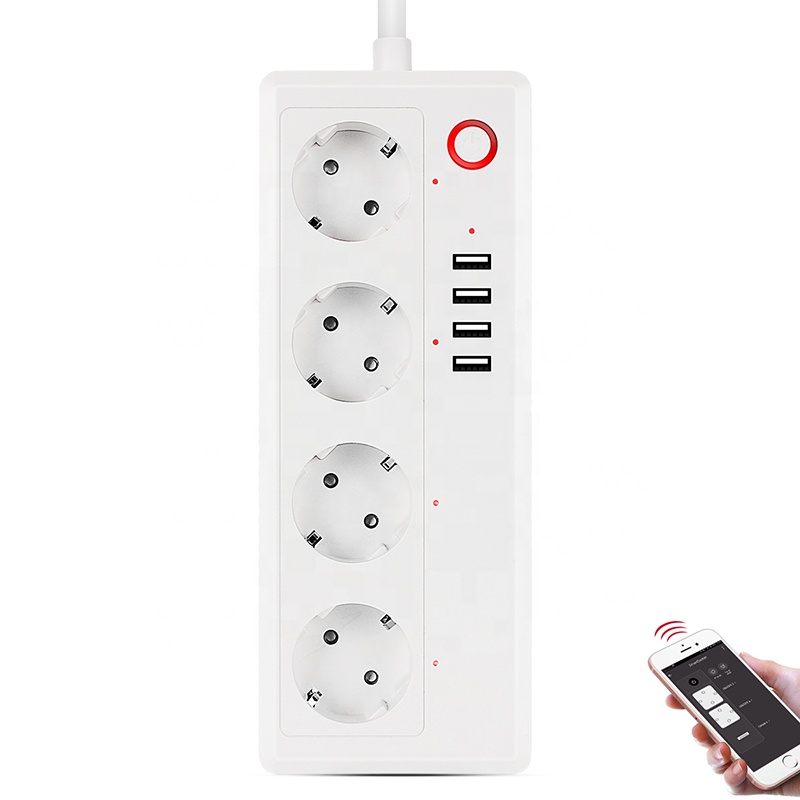 Большой ток 16A Wifi удлинитель с 4 usb-портами Alexa Google Home пульт дистанционного управления Smart Plug мощность полосы ЕС