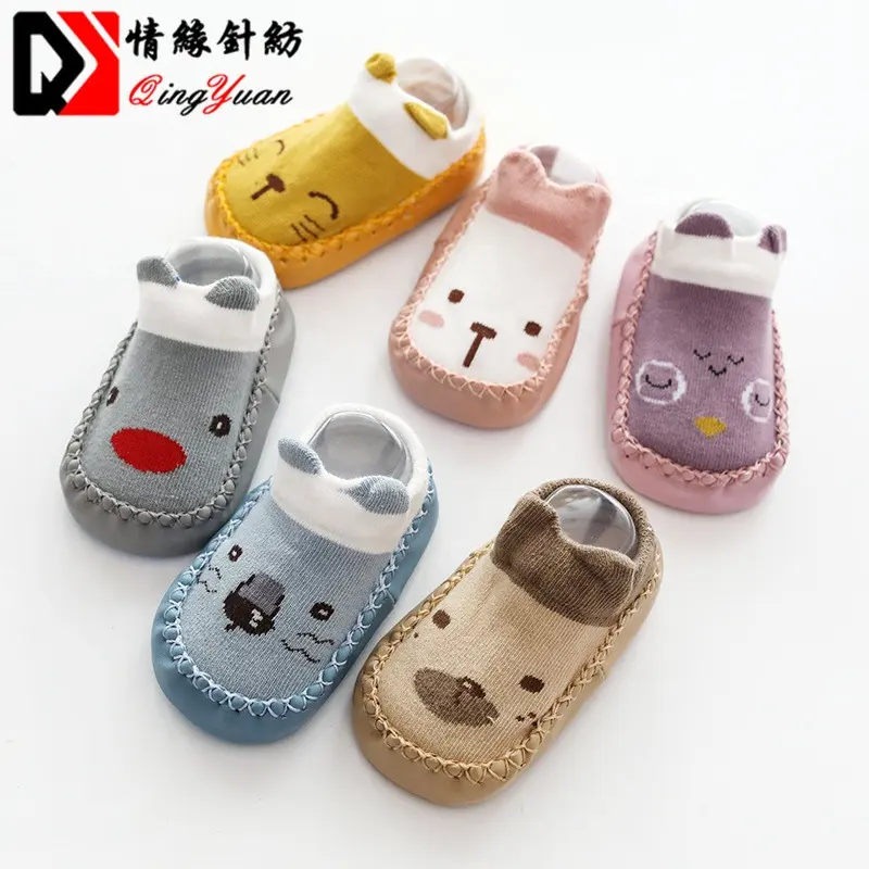 non skid Newborn Baby Slipper Socks With Leather Sole