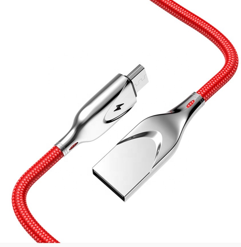 Цинковый сплав тип-c USB C кабель прочный нейлоновый Плетеный usb-телефон зарядное устройство кабель для передачи данных со светодиодной подсветкой