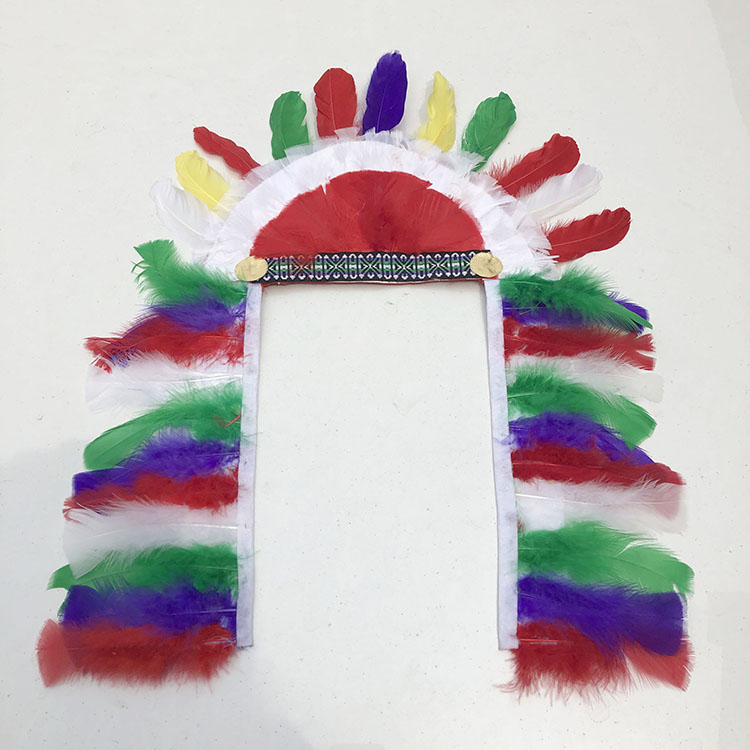 Kid Party Favor Native American Chief Indian Feather Headdress Hat Native American Costume Headpiece