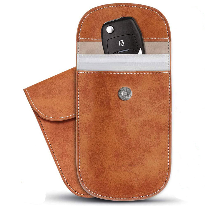 GPS RF Keyless Fob гвардии Blocker Чехол, Кожаный Автомобильный ключ сигнала экранирующая сумка