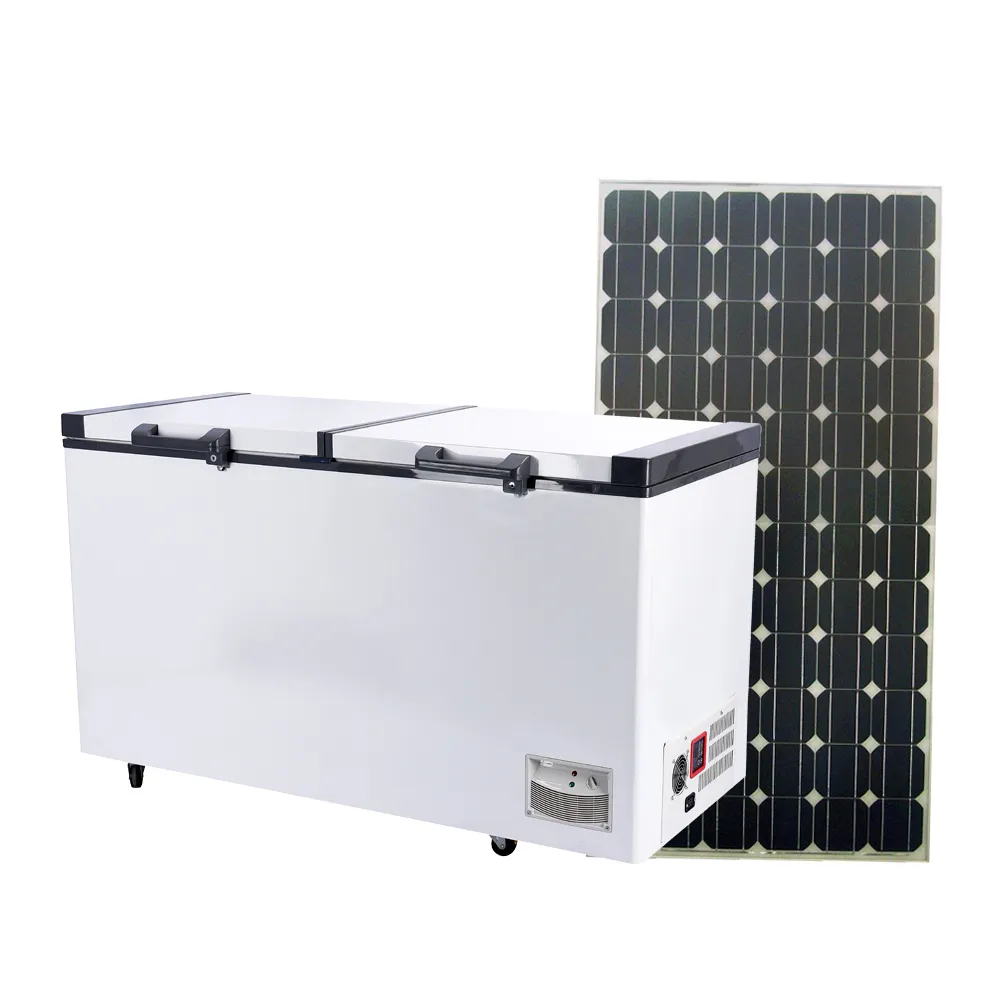 DC solar powered deep freezer for commercial use