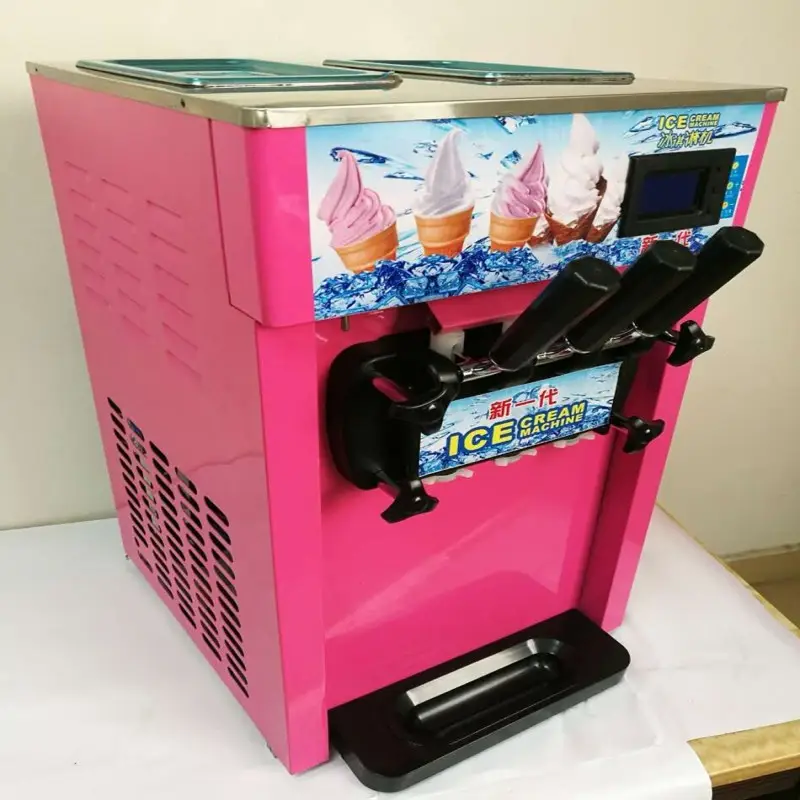 1200W Ice cream maker 3 Flavors Soft Ice cream machine 18L/H Yellow/Pink/Stainless steel Yogurt Ice cream R22 CE