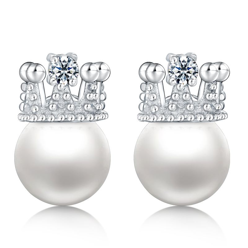 Классический Crown серьги, ювелирные изделия 925 серебристый декор алмаз коты серьги новая модель жемчужные серьги