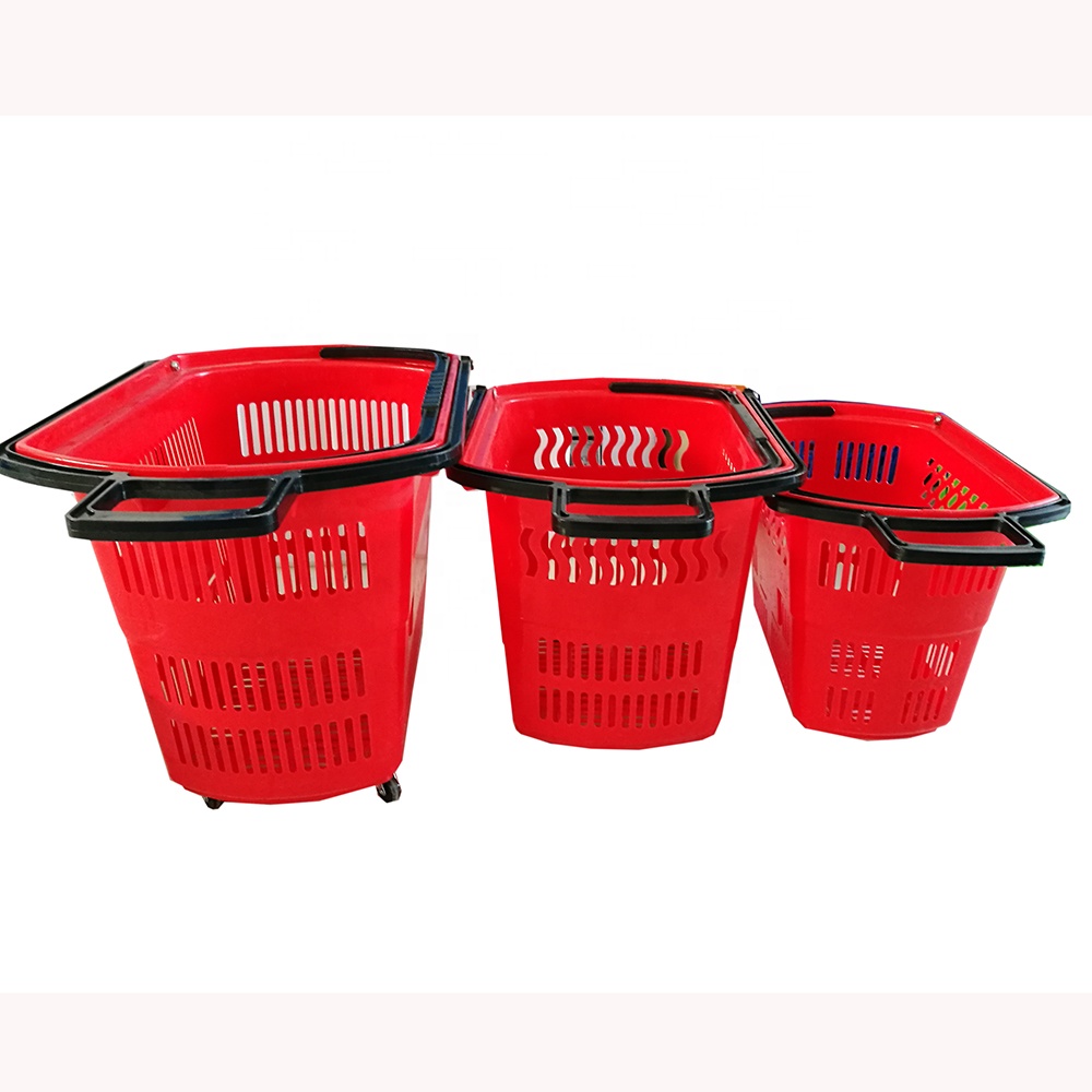 45L Supermarket Used Easy Pushing Shopping Plastic Crate