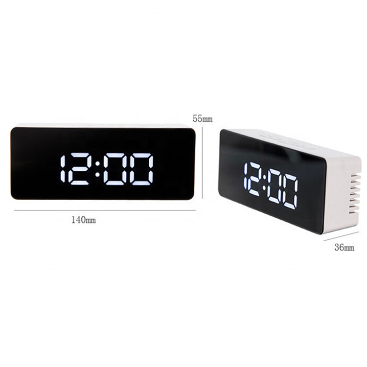 Hot Gift Digital Mirror Surface Alarm Table Clock with Big LED