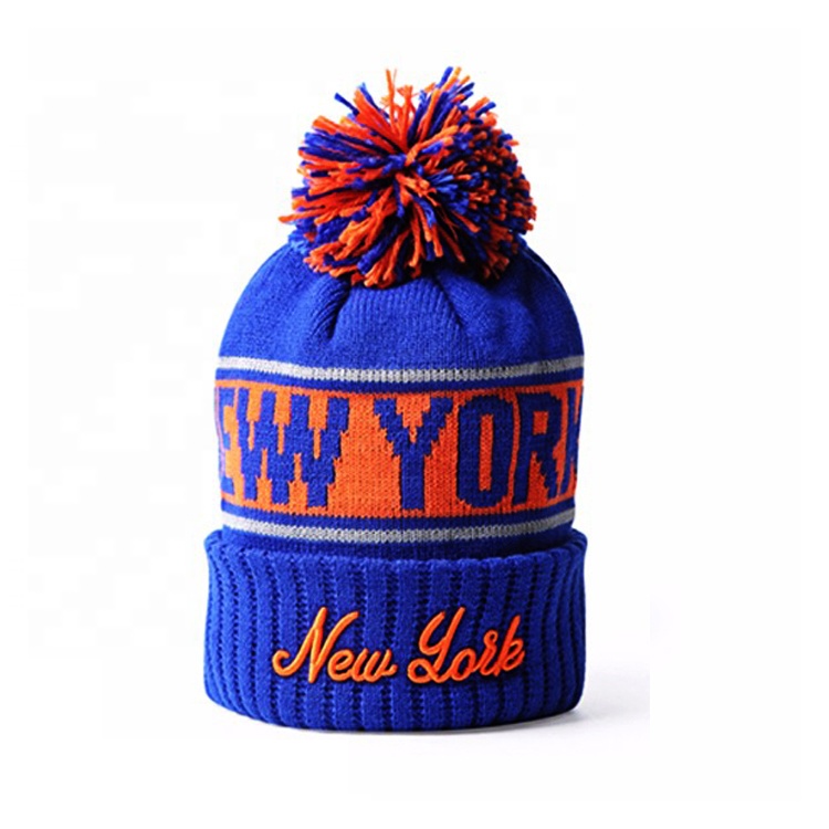 custom beanies manufacturers winter beanie 3D embroidery bobble hats