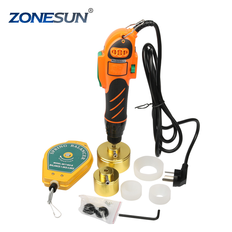 ZONESUN Электрический 10-50 мм ручной инструмент для укупорки бутылок пластиковая круглая крышка для бутылок винтовая укупорочная машина