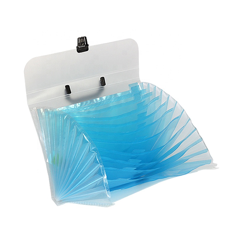 Multi pockets plastic clear expanding file folder organizer