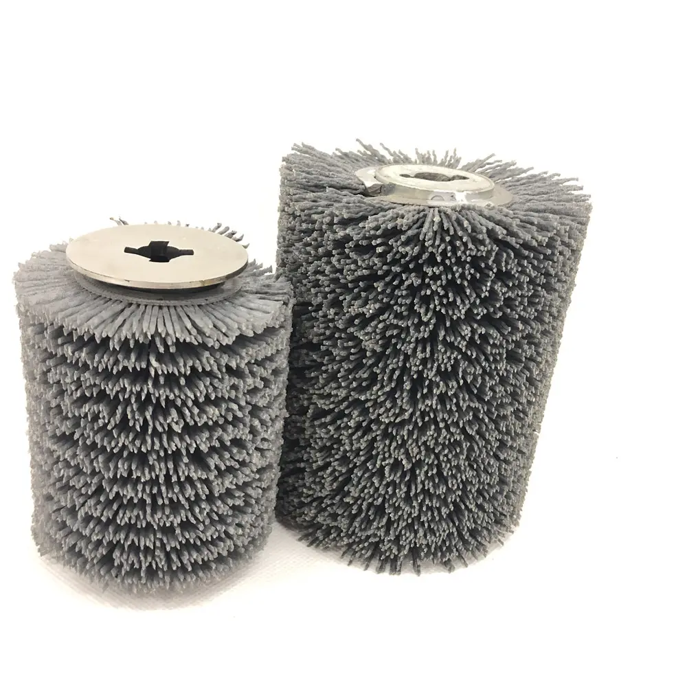 China Anhui anqin roller brush Crimped Steel Wire Roller Brushes Big brass wire steel industrial roller brush