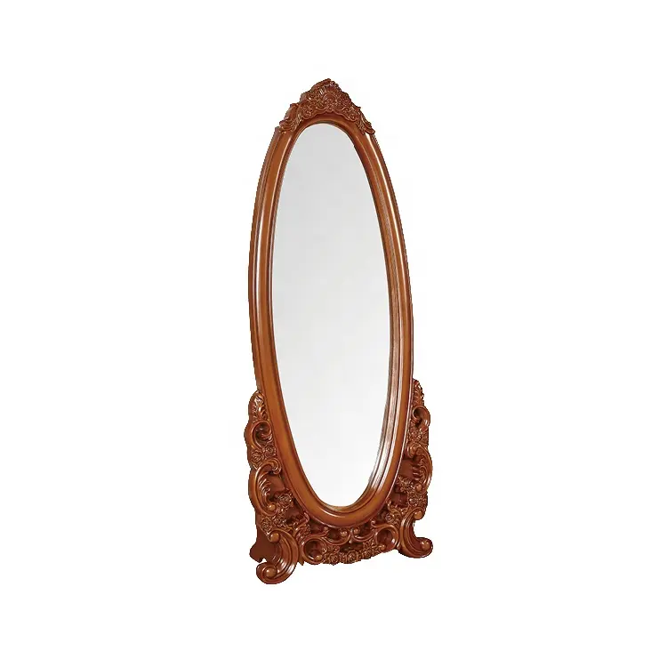 Classic natural wood color wooden dressing mirror