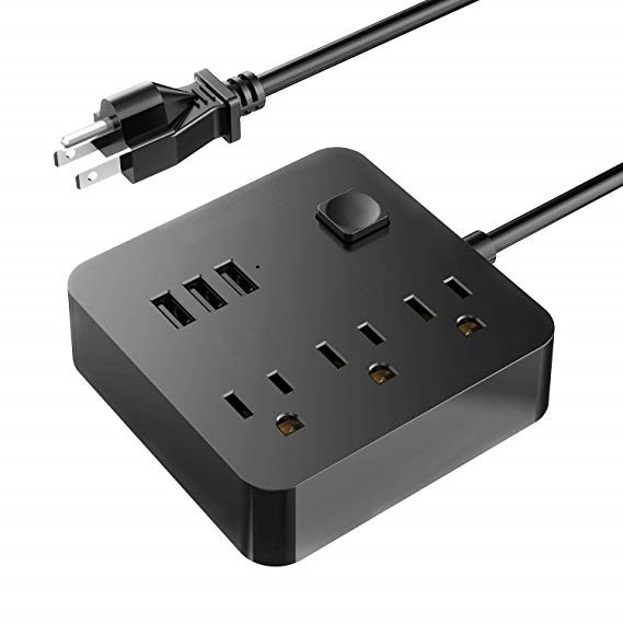 Мини мощность полосы с 3 USB 3 AC розетки, 6ft удлинитель зарядная станция