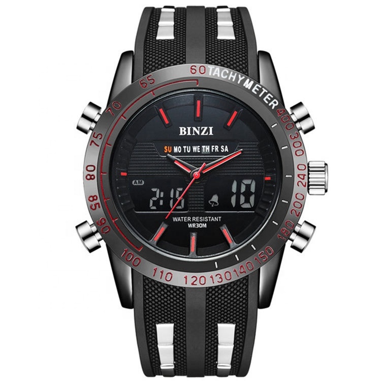BINZI силиконовые спортивные цифровые военные мужские кварцевые часы Relogio Masculino