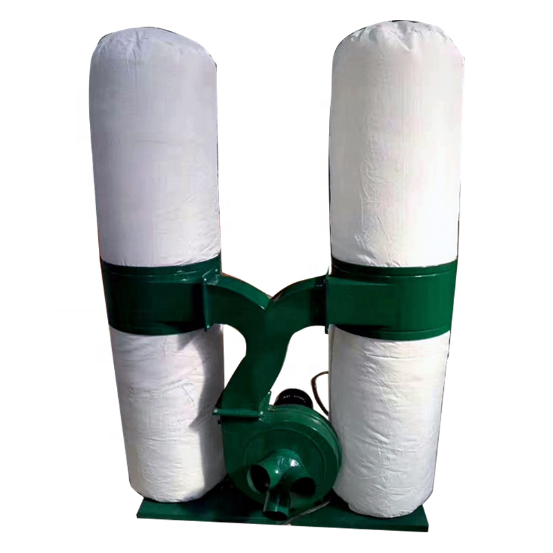 China supplier dust collector double bag vacuum cleaner 3kw 380V cloth bag duct collector for woodworking machinery