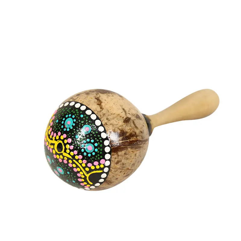 Hot Sale Natural Coconut Shell Color Painted maracas percussion instrument