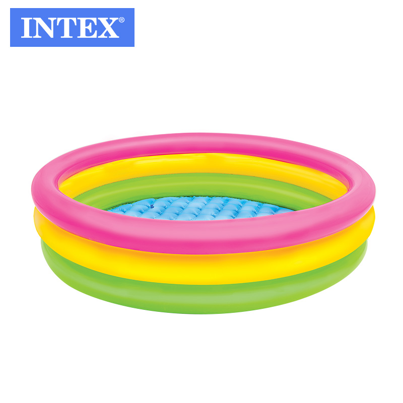 INTEX 57412 закат светящийся три кольца мягкий надувной пол бассейн для ребенка