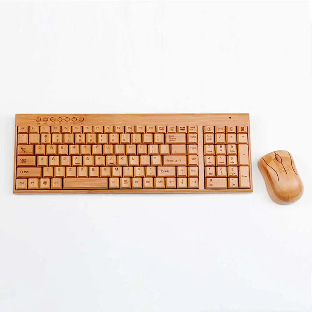 OEM bamboo timber high quality wireless usb office computer keyboards and mouse set wooden keyboard mouse combos