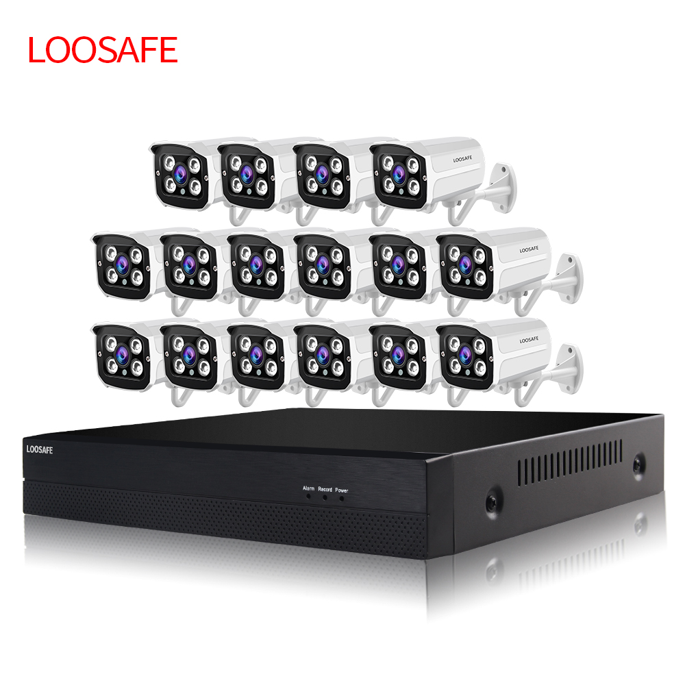 Loosafe 5MP HD H.265X POE 16CH дешевые Nvr Камера видеонаблюдения Комплект Открытый ip-камеры P2P система видеонаблюдения