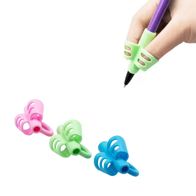 Non-toxic Children Silicone Pencil Holder Pen Writing Aid Grip Trainer Three Finger Ergonomic Posture Correction Pen Tools