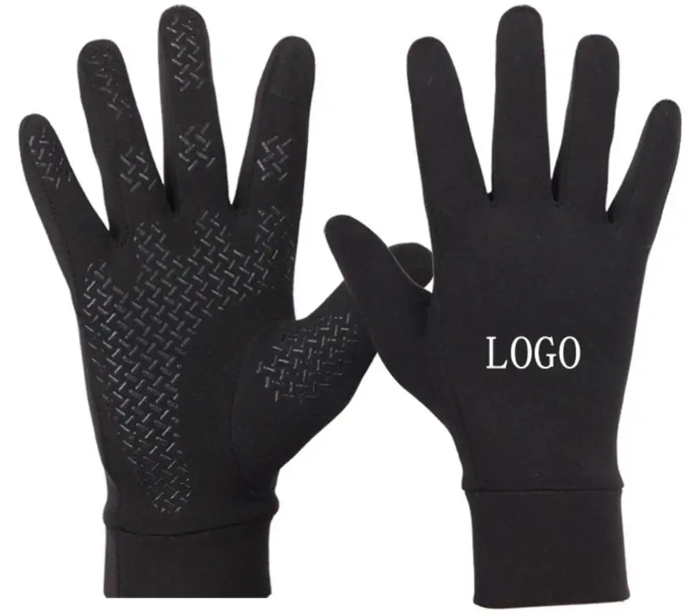 Touchscreen Custom Anti Slip Silicone Gel Winter Thermal Warm Fleece Lining Running Bike Cycling Gloves