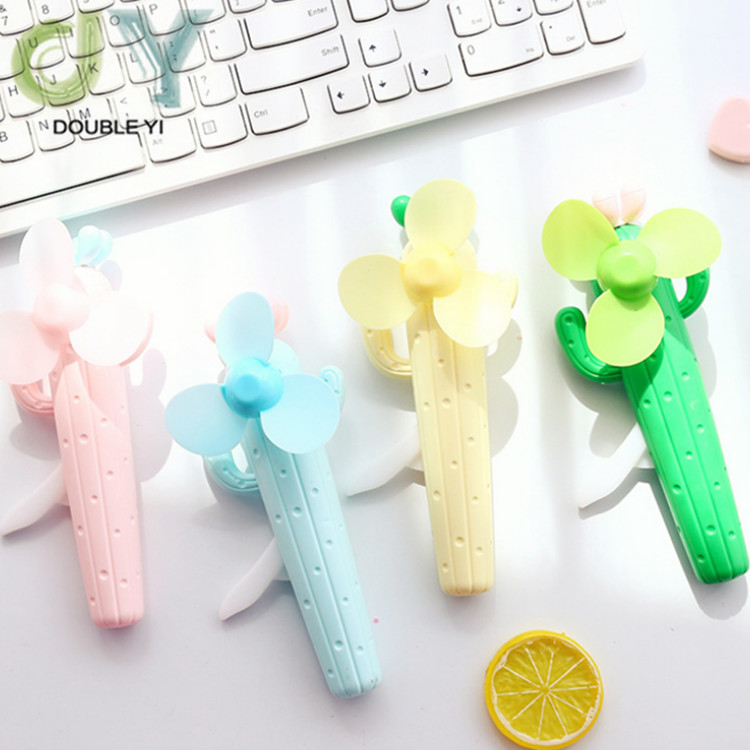 Custom cactus Plastic mini handheld fan Portable Office Home gift hand shake fan