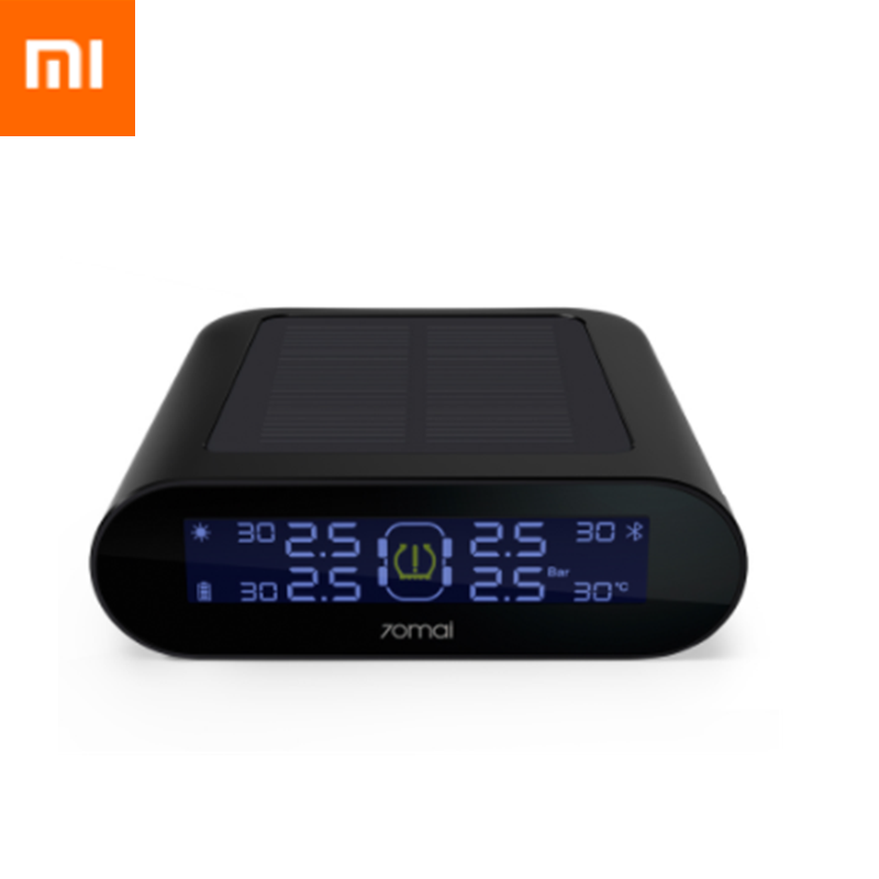 Датчик давления в шинах Xiaomi 70mai, датчик давления в шинах автомобиля с солнечной батареей и USB, Двойная зарядка, управление через приложение, 4 внутренних датчика, цветной ЖК-дисплей