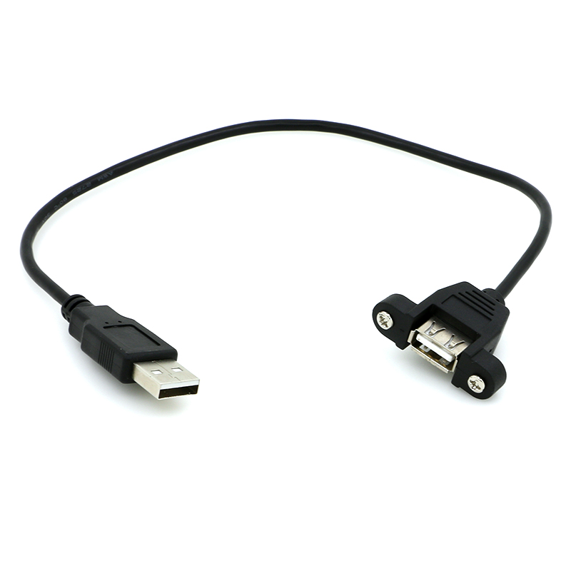 Бесплатный образец на заказ, USB 2,0 A, гнездовой разъем, крепление на панель, USB A, штепсельная вилка, Удлинительный кабель для зарядки и передачи данных с винтом