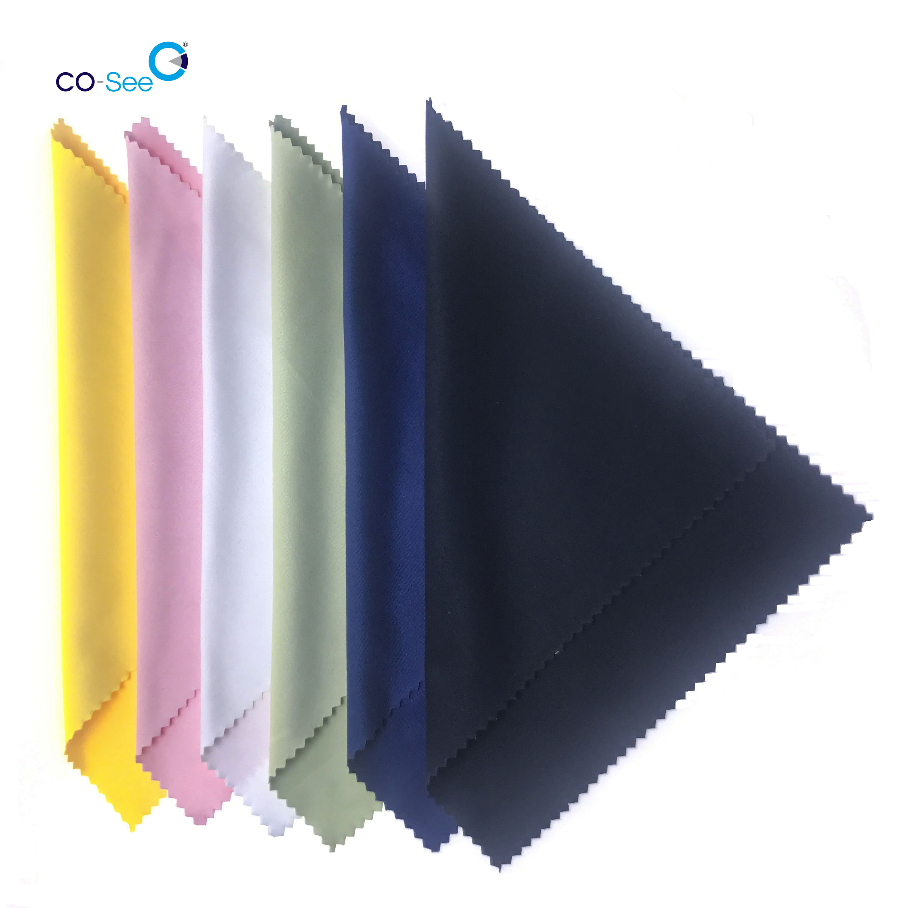 Best logo printed eye glasses 200g microfiber lens cleaning cloth double brush zig-zag edge