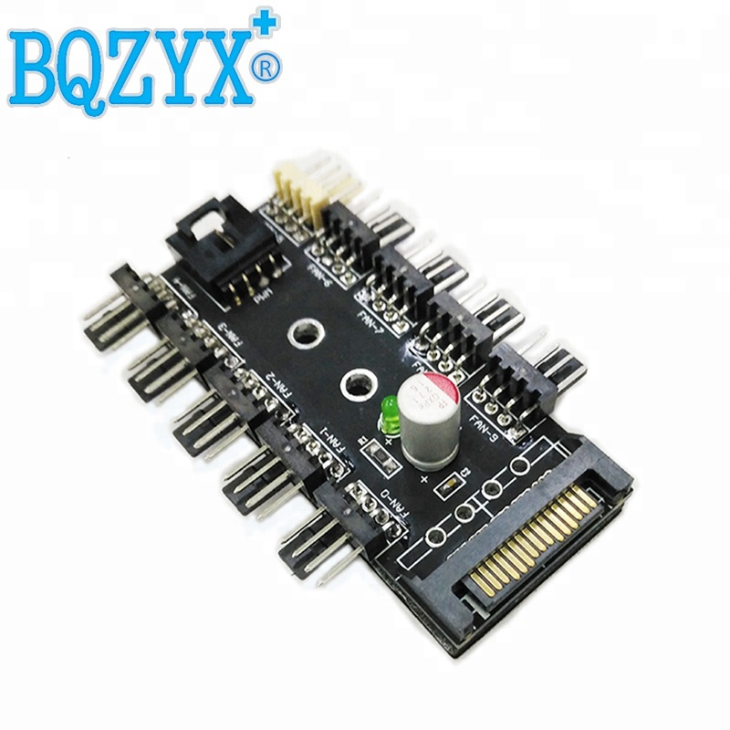 15 Pin SATA до 10 порт 12 В 3Pin/4 Pin ШИМ вентилятора охлаждения процессора концентратора шасси Fan HUB