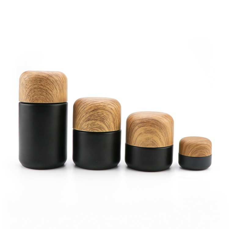 Custom logo 70 ml rouned base CBD flower weed matte black airtight child proof resistant lid reserve glass jar containers