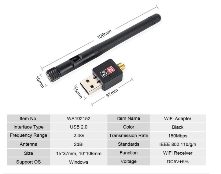Мини USB беспроводной адаптер 150 Мбит/с Wi-Fi приемник беспроводной 802.IIN со встроенной антенной 2,0 Сетевая карта Wi-Fi приемник