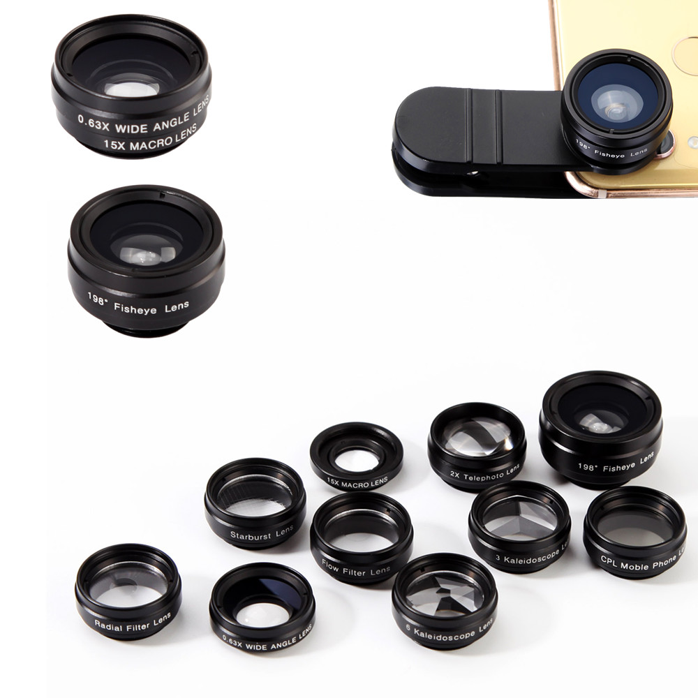 Amazon Top Product Universal Mobile Phone Camera/Wide-Angle/Marco Fisheye Lens 10 in 1 for Mobile Phone